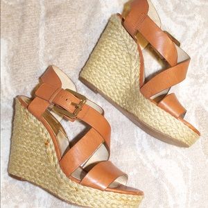 Michael Kors brown strappy wedges